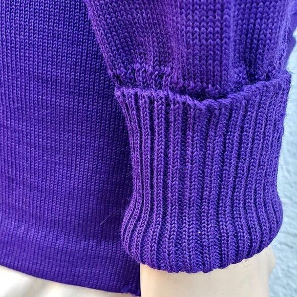 Varsity Jacket Vintage Class Sweater 50s High School Purple Wool S - Picture 14 of 15